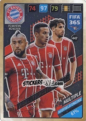 Sticker Arturo Vidal / Thiago Alcántara / Javi Martínez - FIFA 365: 2017-2018. Adrenalyn XL - Nordic edition n. 447 - Panini