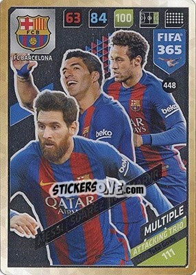 Sticker Lionel Messi / Luis Suárez / Neymar Jr. - FIFA 365: 2017-2018. Adrenalyn XL - Nordic edition n. 448 - Panini