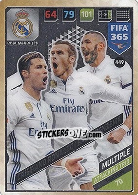 Sticker Cristiano Ronaldo / Gareth Bale / Karim Benzema - FIFA 365: 2017-2018. Adrenalyn XL - Nordic edition - Panini