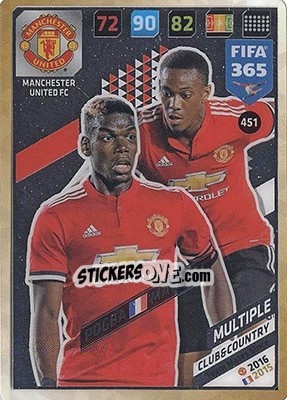 Sticker Paul Pogba / Anthony Martial - FIFA 365: 2017-2018. Adrenalyn XL - Nordic edition n. 451 - Panini