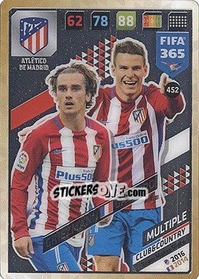 Sticker Antoine Griezmann / Kevin Gameiro - FIFA 365: 2017-2018. Adrenalyn XL - Nordic edition n. 452 - Panini