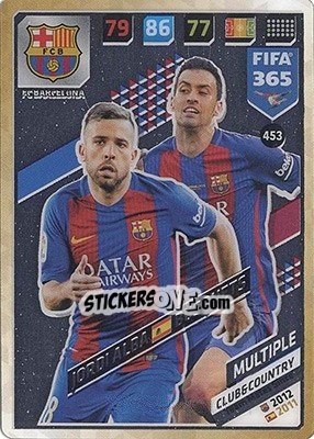Sticker Jordi Alba / Sergio Busquets - FIFA 365: 2017-2018. Adrenalyn XL - Nordic edition n. 453 - Panini