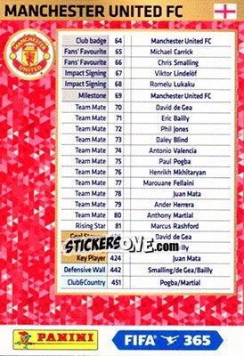 Sticker Manchester United - FIFA 365: 2017-2018. Adrenalyn XL - Nordic edition n. div5 - Panini