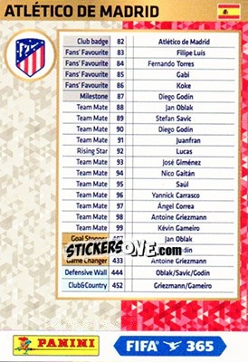Sticker Atlético de Madrid - FIFA 365: 2017-2018. Adrenalyn XL - Nordic edition n. div6 - Panini