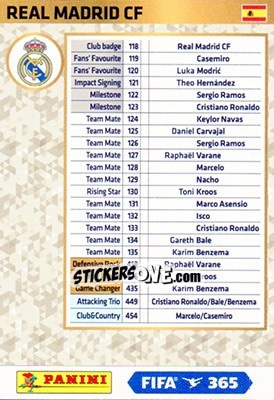 Sticker Real Madrid CF - FIFA 365: 2017-2018. Adrenalyn XL - Nordic edition n. div8 - Panini