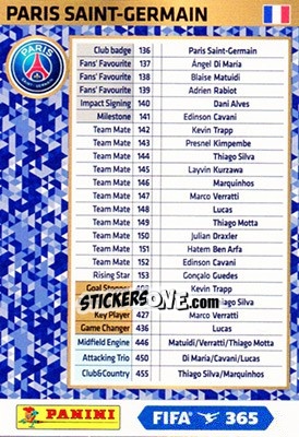 Sticker Paris Saint-Germain - FIFA 365: 2017-2018. Adrenalyn XL - Nordic edition - Panini