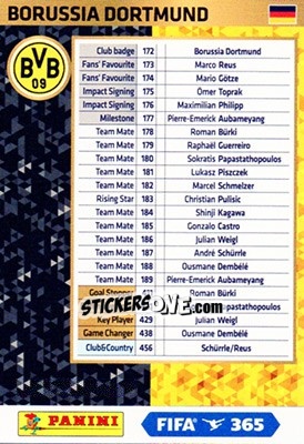 Sticker Borussia Dortmund - FIFA 365: 2017-2018. Adrenalyn XL - Nordic edition n. div11 - Panini