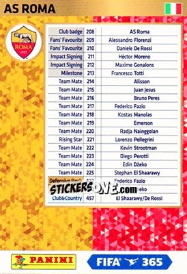 Sticker AS Roma - FIFA 365: 2017-2018. Adrenalyn XL - Nordic edition n. div13 - Panini