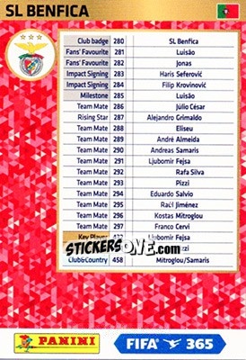 Sticker SL Benfica - FIFA 365: 2017-2018. Adrenalyn XL - Nordic edition - Panini