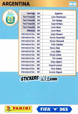 Sticker Argentina - FIFA 365: 2017-2018. Adrenalyn XL - Nordic edition n. div20 - Panini