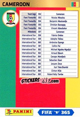 Sticker Cameroon - FIFA 365: 2017-2018. Adrenalyn XL - Nordic edition n. div21 - Panini