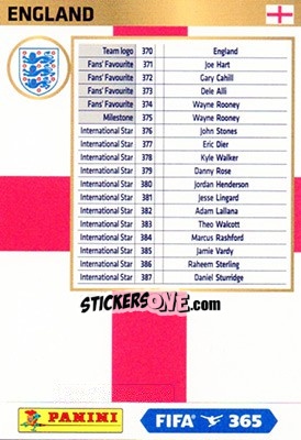 Sticker England - FIFA 365: 2017-2018. Adrenalyn XL - Nordic edition n. div22 - Panini