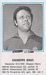 Sticker Giuseppe Brizi - Calciatori 1978-1979 - Panini