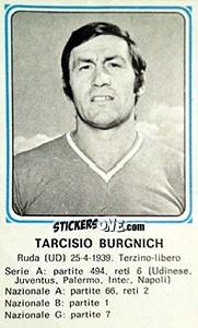 Cromo Tarcisio Burgnich - Calciatori 1978-1979 - Panini