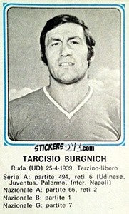 Sticker Tarcisio Burgnich - Calciatori 1978-1979 n. 349 - Panini