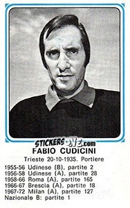Figurina Fabio Cudicini - Calciatori 1978-1979 - Panini