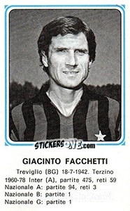 Sticker Giacinto Facchetti - Calciatori 1978-1979 n. 389 - Panini