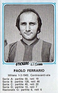 Cromo Paulo Ferrario - Calciatori 1978-1979 - Panini