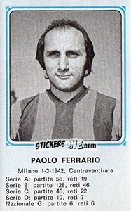 Sticker Paulo Ferrario - Calciatori 1978-1979 n. 399 - Panini