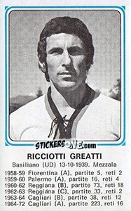 Cromo Ricciotti Greatti - Calciatori 1978-1979 - Panini