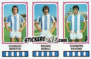 Sticker Giorgio Repetto / Bruno Nobili / Giuseppe Pavone - Calciatori 1978-1979 n. 416 - Panini