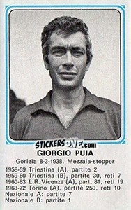 Sticker Giorgio Puia - Calciatori 1978-1979 - Panini
