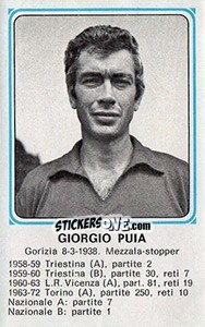 Sticker Giorgio Puia - Calciatori 1978-1979 n. 470 - Panini