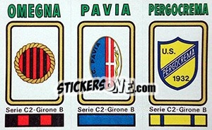 Figurina Badge Omegna / Pavia / Pergocrema - Calciatori 1978-1979 - Panini