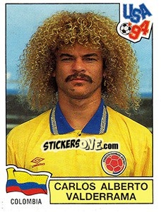 Sticker Carlos Alberto Valderrama - FIFA World Cup USA 1994. Dutch version n. 43 - Panini