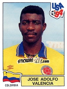 Sticker Jose Adolfo Valencia - FIFA World Cup USA 1994. Dutch version n. 47 - Panini