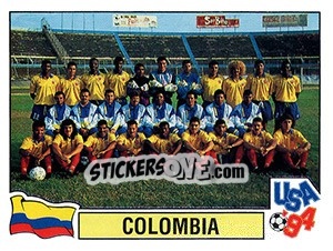 Figurina Team Colombia - FIFA World Cup USA 1994. Dutch version - Panini
