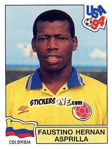Sticker Faustino Hernan Asprilla - FIFA World Cup USA 1994. Dutch version n. 49 - Panini