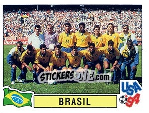 Sticker Team Brasil - FIFA World Cup USA 1994. Dutch version n. 86 - Panini