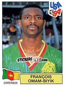 Sticker Francois Omam-Biyik - FIFA World Cup USA 1994. Dutch version - Panini