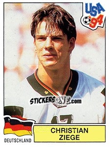 Sticker Christian Ziege - FIFA World Cup USA 1994. Dutch version - Panini