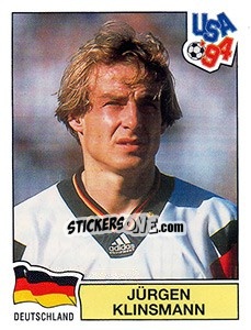 Sticker Jurgen Klinsmann - FIFA World Cup USA 1994. Dutch version - Panini
