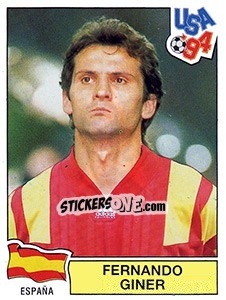 Sticker Fernando Giner - FIFA World Cup USA 1994. Dutch version - Panini