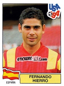 Sticker Fernando Hierro - FIFA World Cup USA 1994. Dutch version n. 158 - Panini