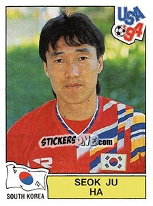 Sticker Seok Ju Ha - FIFA World Cup USA 1994. Dutch version n. 180 - Panini