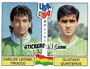 Sticker Carlos Leonel Trucco / Gustavo Quinteros - FIFA World Cup USA 1994. Dutch version n. 186 - Panini