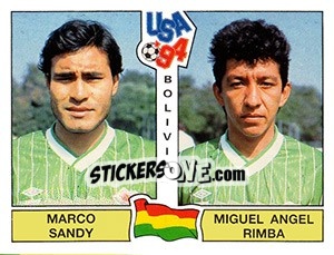 Cromo Marco Sandy / Miguel Angel Rimba - FIFA World Cup USA 1994. Dutch version n. 187 - Panini