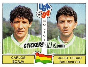 Sticker Carlos Borja / Julio Cesar Baldivieso - FIFA World Cup USA 1994. Dutch version n. 189 - Panini