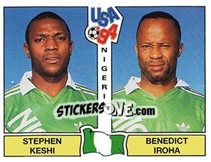 Sticker Stephen Keshi / Benedict Iroha - FIFA World Cup USA 1994. Dutch version - Panini