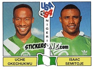 Sticker Uche Okechukwu /Isaac Semitoje - FIFA World Cup USA 1994. Dutch version n. 198 - Panini