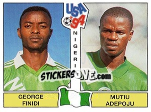 Sticker George Finidi / Mutui Adepoju - FIFA World Cup USA 1994. Dutch version - Panini