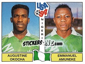 Sticker Augustine Okocha / Emmenuel Amuneke - FIFA World Cup USA 1994. Dutch version - Panini