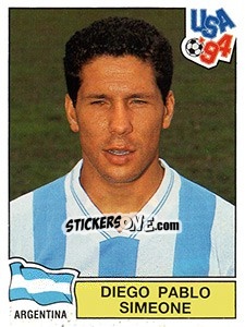Sticker Diego Pablo Simeone - FIFA World Cup USA 1994. Dutch version n. 213 - Panini