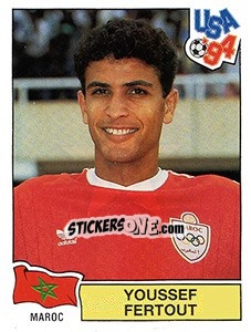 Sticker Youssef Fertout - FIFA World Cup USA 1994. Dutch version - Panini