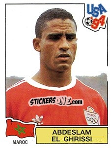 Sticker Abdeslam el Ghrissi - FIFA World Cup USA 1994. Dutch version n. 317 - Panini