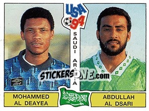 Sticker Mohammed el Deayea / Abdullah al Dsari - FIFA World Cup USA 1994. Dutch version - Panini